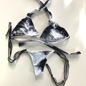 Martha Rey Black Moon Tie Dye Thong Bikini